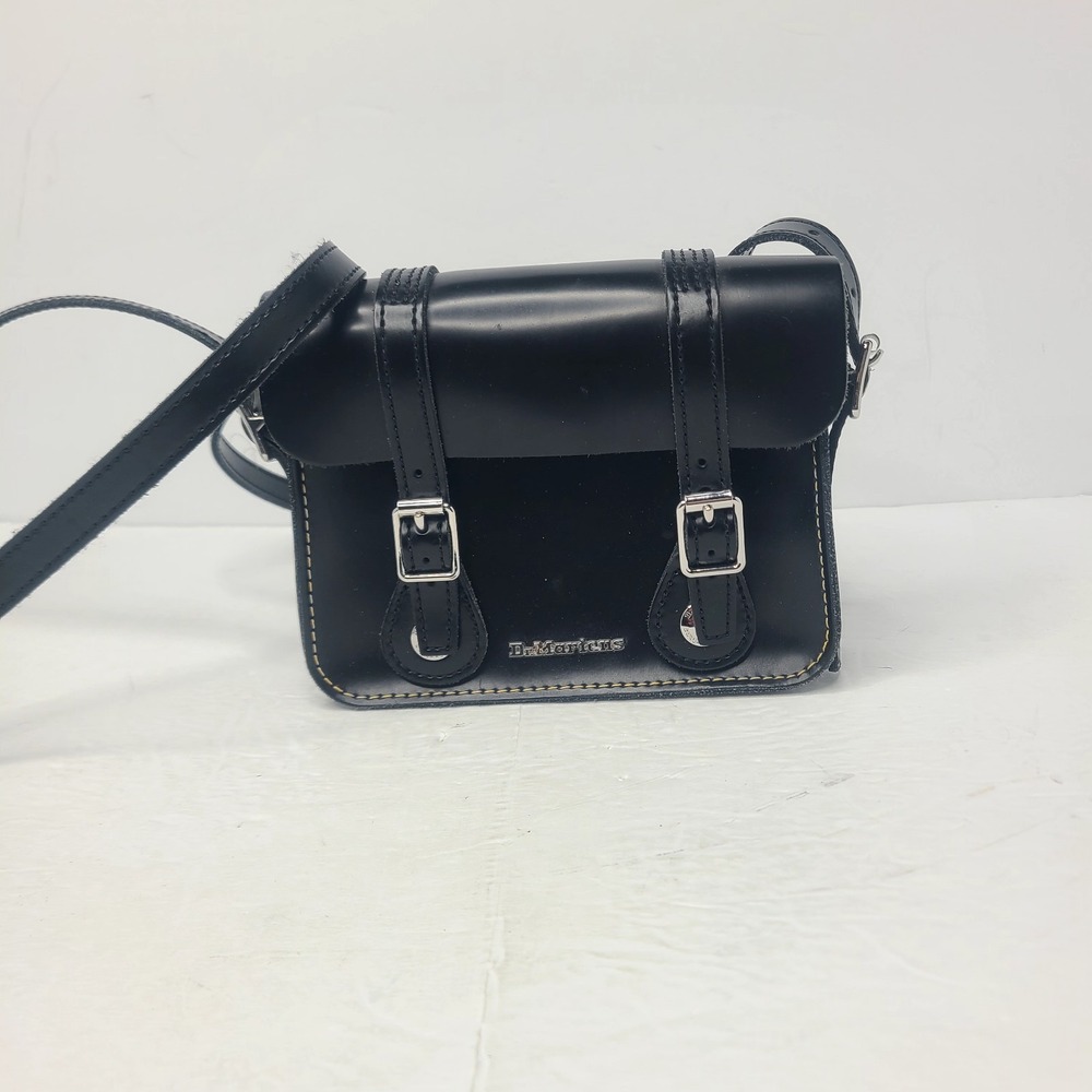 Dr Martens Bag 7" Leather Satchel Adjustable Shoulder Crossbody Black Purse